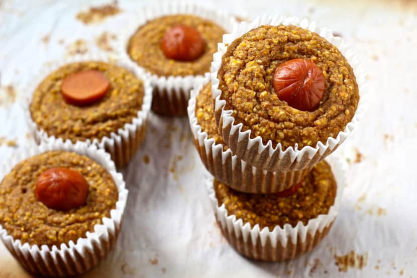 Vegan Corn Dog Muffins [glutenfree + whole grain] • Healthy Helper